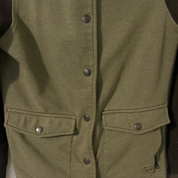 REI Jacket Hooded Black Green Outdoor Hiking Women Size XS - Picture 12 of 13